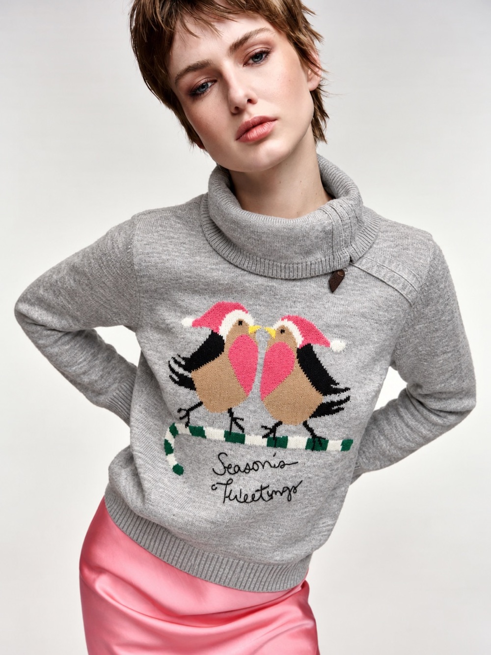 Talbots Lambswool Blend Season's Tweetings Holiday Sweater M